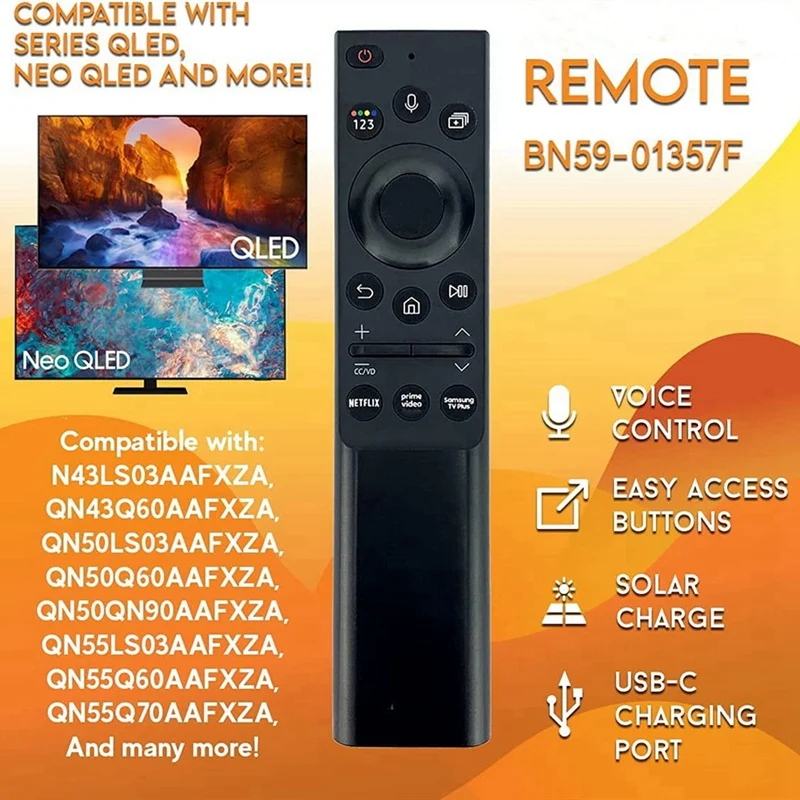 BN59-01357F TM2180E RMCSPA1RP1 Remote Control For Samsung Smart TV Compatible With Neo QLED, The Frame And Crystal UHD