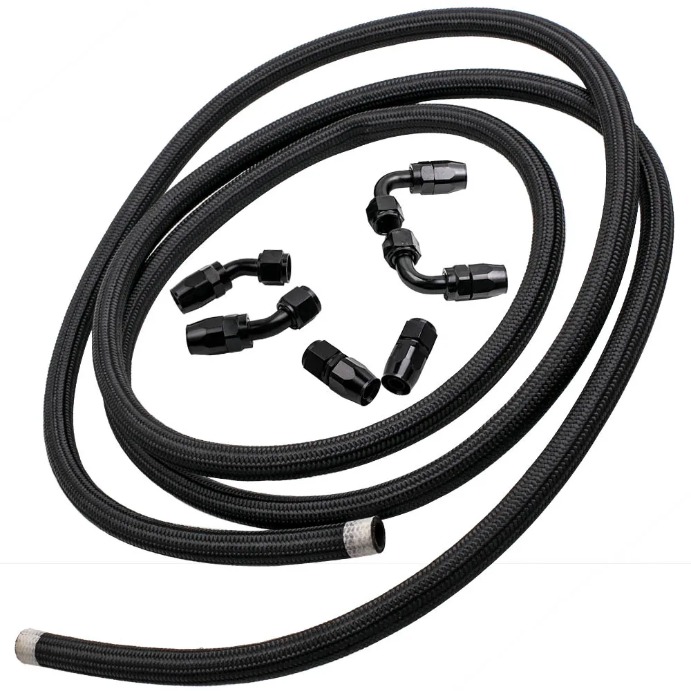 -10AN AN10 12FT Stainless Steel Braided Fuel Line + 6PCS Swivel Fitting Hose End