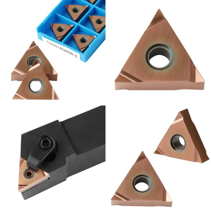 10pcs TNGG160402 R-S CNC Lathe Machining Tools OEM Tips Triangles External Turning Tool Carbide Inserts PVD Coated