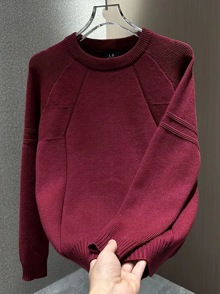 

Повседневный круглый вязаный свитер Ne, мужской осенне-зимний модный однотонный трикотаж, универсальная внутренняя одежда для отдыха, полиэфирное волокно