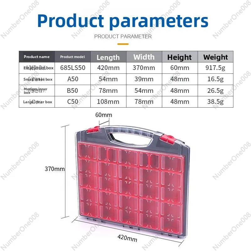 

Multi-grid parts box, transparent small screw storage box, free matching, inner grid multi-functional spare parts, tool box set.