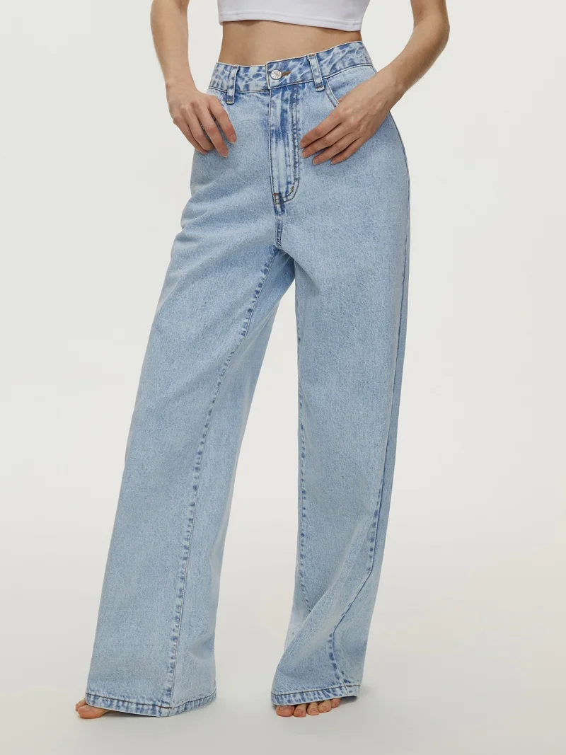 

Уличная одежда, базовые джинсовые брюки, осенняя одежда, женские прямые джинсы с высокой талией, женские повседневные широкие брюки, джинсовые брюки