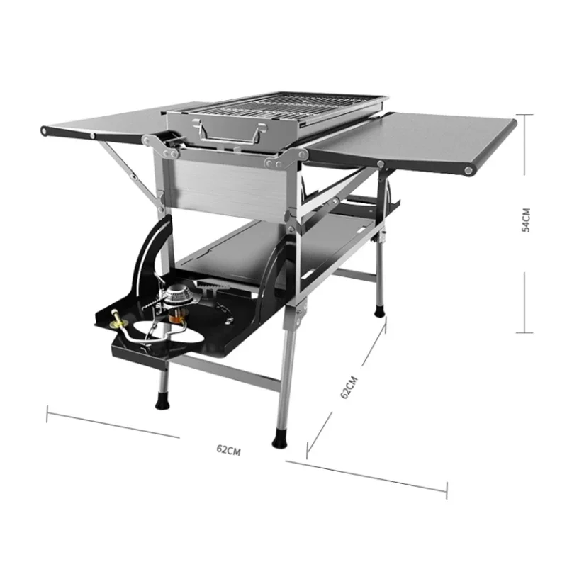 Stainless Steel Barbecue Stove Folding Barbecue Grill Smokeless Barbecue Table Outdoor Family Kebab Divine