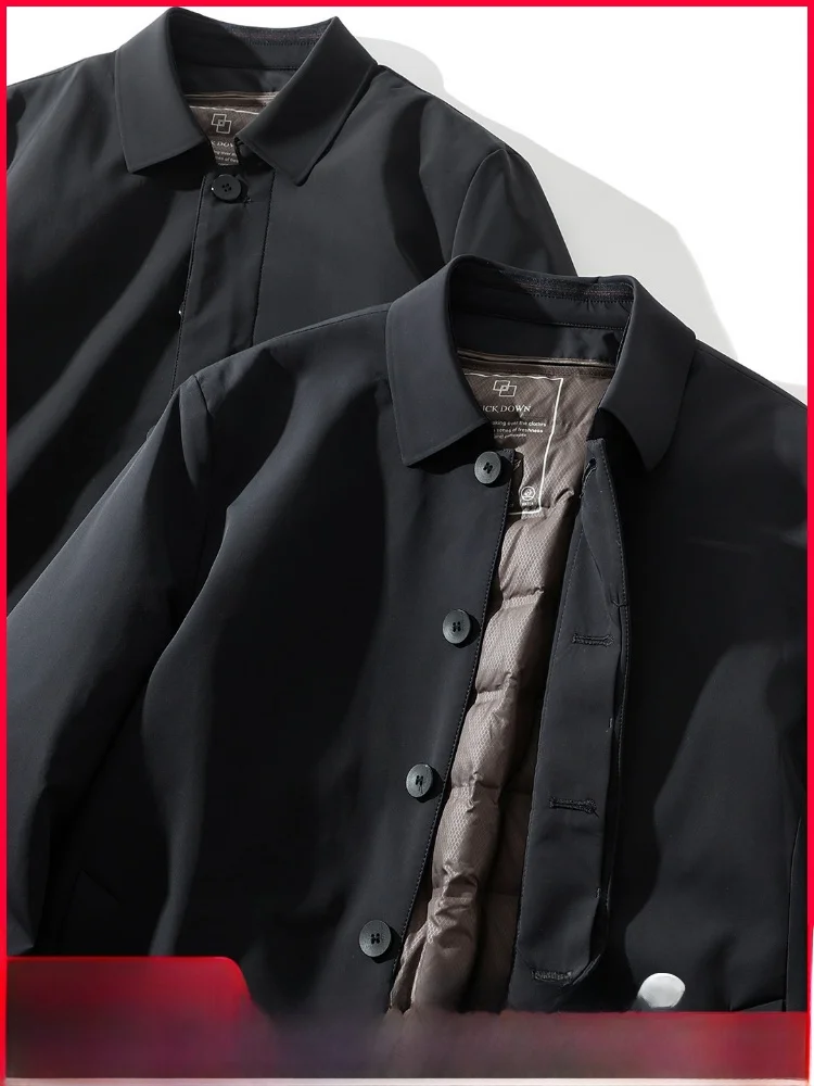 

Busin Casual Men's down Jaet Removable Inner Liner Windproof Warm Long Sve Zipper Closure Nylon Fabric Regular Fit