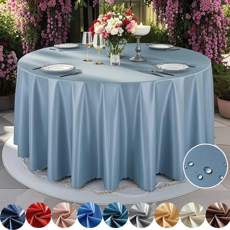 

Premium Round Table PU Cloth Solid Color Oil Proof Waterproof Washable for Restaurant Birthday Party Decoration Heat Resistant