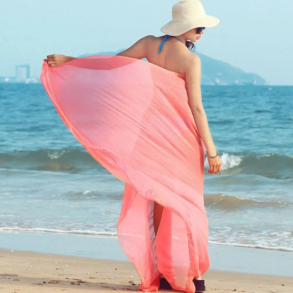 Accessories Solid Color Scarves Bikini Cover Beach Shawl Korean Style Shawl Sunscreen Scarf Summer Large Scarf Female Wraps