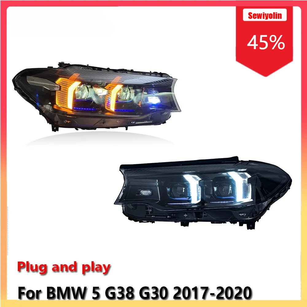 

Автомобильные светодиодные фары, детали для BMW 5 G38 G30 2017-2020, автоматические противотуманные фары DRL, стоп-сигнал поворота, Plug and Play