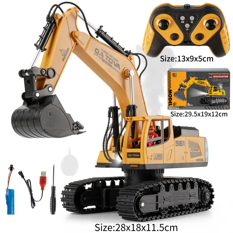 Children Remote-Controlled Excavator Model 2.4g Toy Car Four Drive Dump Truck With Lighting Simulation Mechanical Sound Birthday