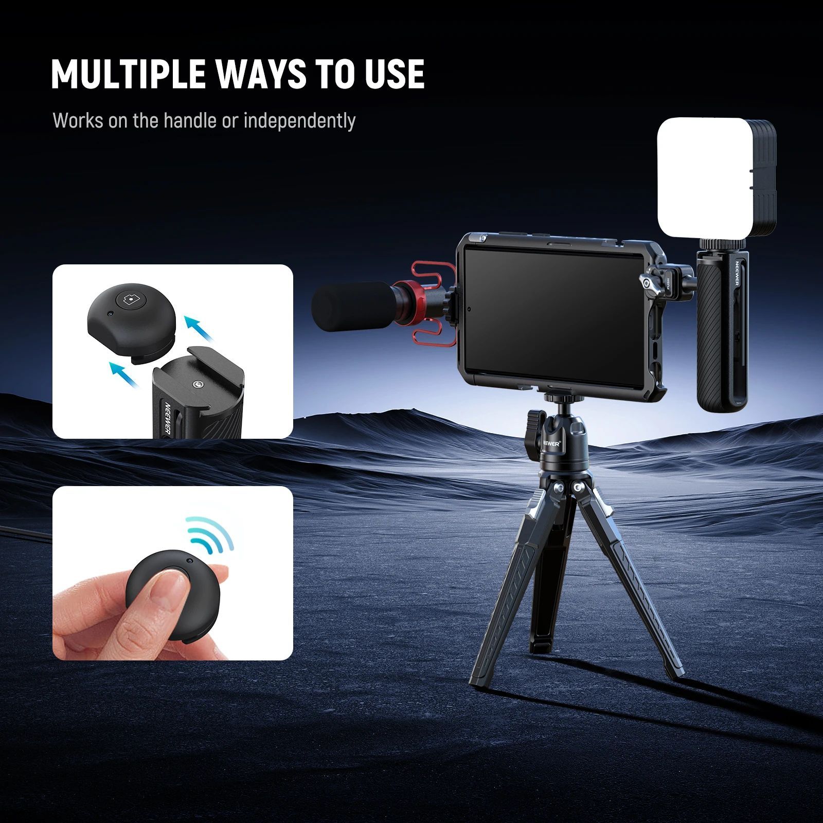 NEEWER Cubierta de zapata fría para PA045E Agarre de mango lateral de obturador Bluetooth (paquete de 2), ABS + protector de zapata fría para PC con batería CR2032