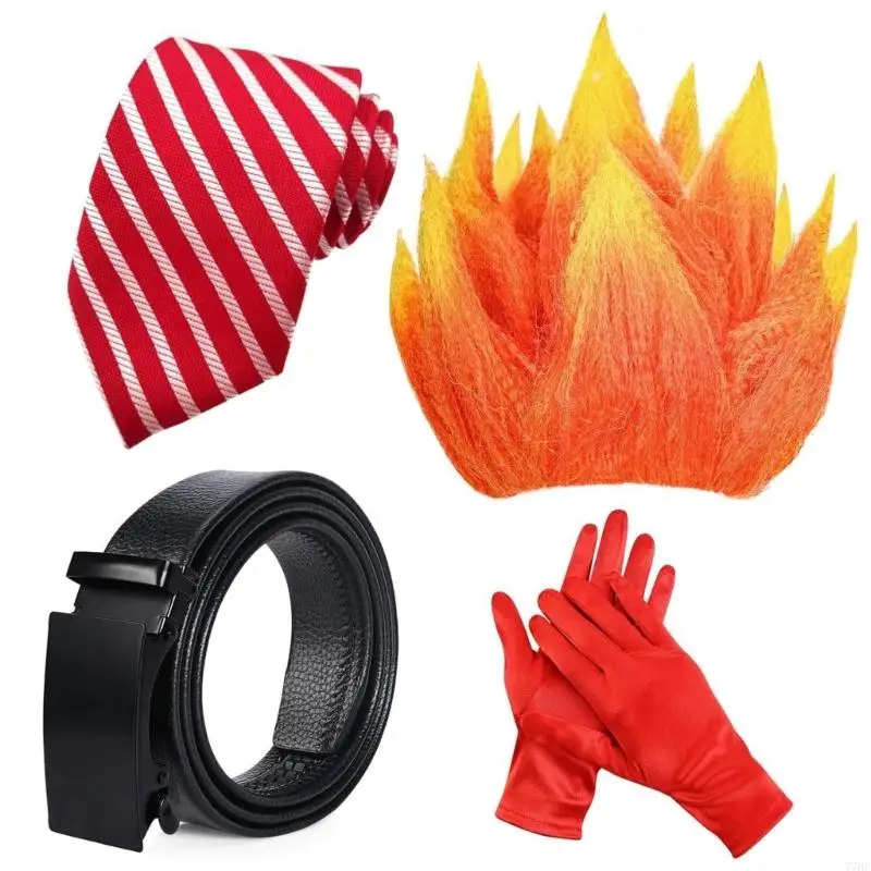 77HE – accessoires Costume en colère avec flamme, gants à rayures poilues, lunettes, Costume d'halloween Cosplay pour femmes