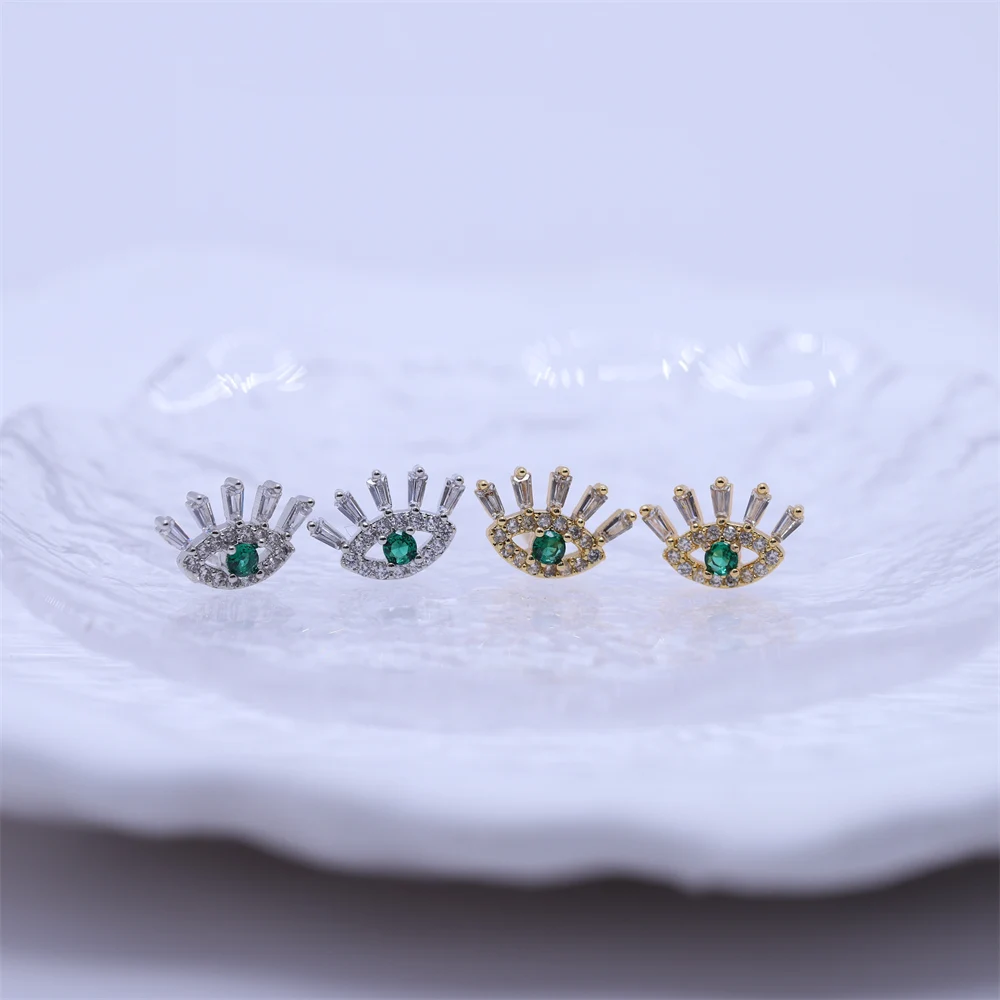 خمر عين الشر محظوظ صغير مكعب زركونيا الأزرق البوهيمي وأقراط للمرأة الإكسسوارات ثقب المجوهرات