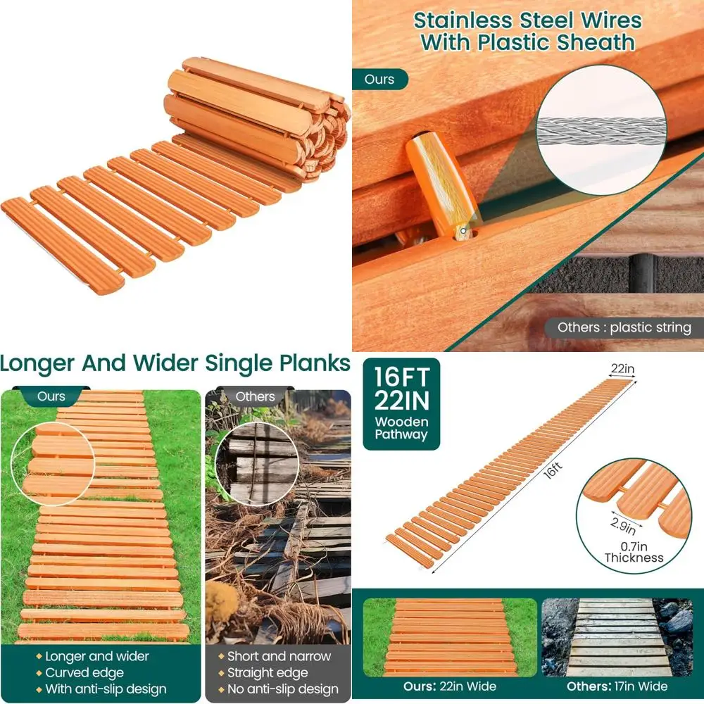 

Деревянная садовая дорога длиной 16 футов, 22-дюймовая расширенная уличная дорожка, закаленная кедровая патио, декоративные дорожки на досках, устойчивые к атмосферным воздействиям r