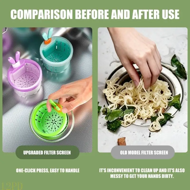

12PD Lovely Cartoon Kitchen Waste Strainer Press Release Draining Basket Enduring