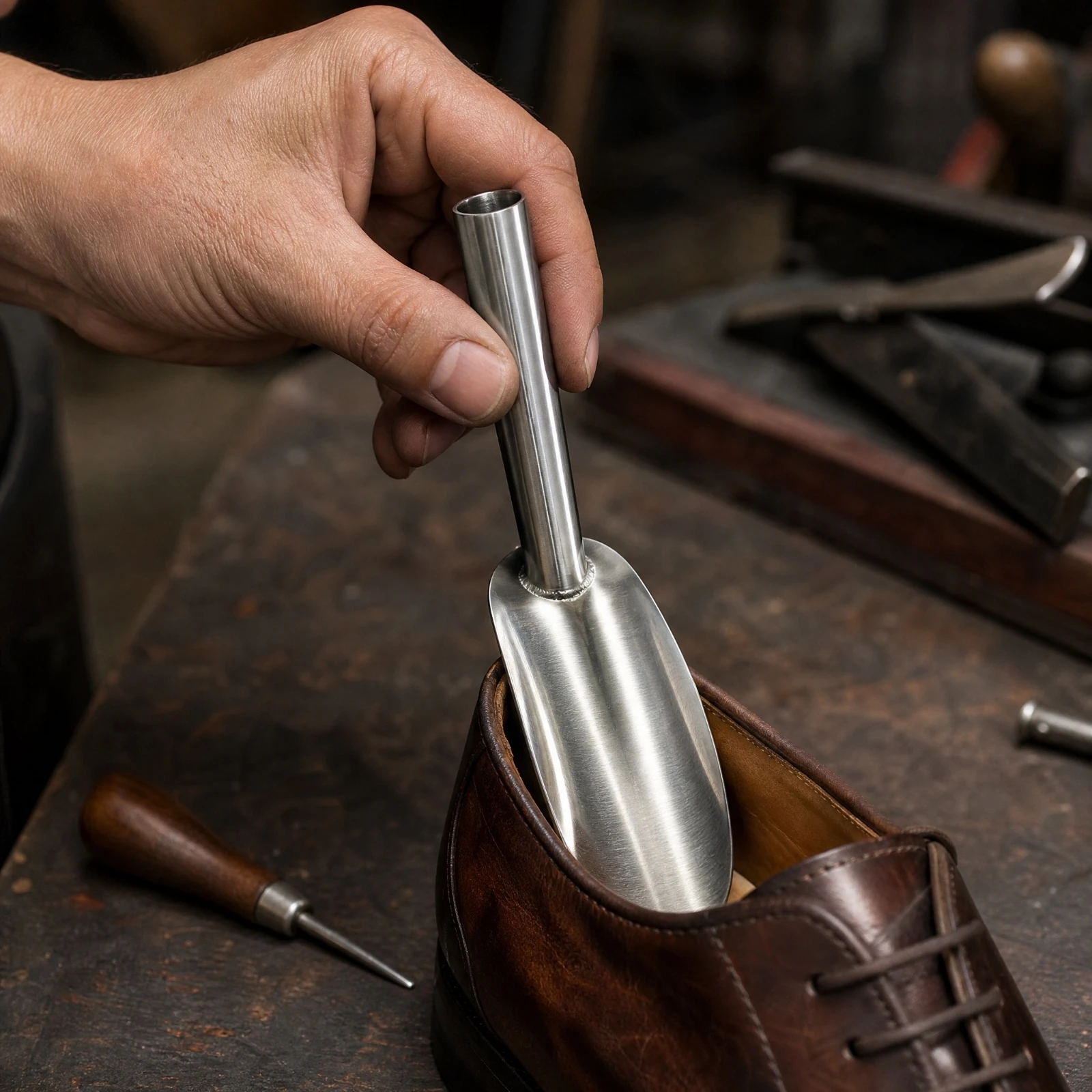 Shoe Stick Easy to Clean Stainless Steel Shoemaking Tool for Footwear Production Workers