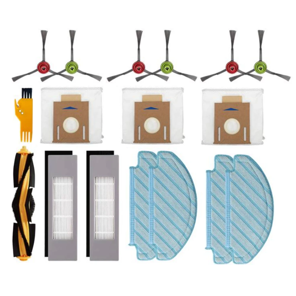 Mop Saco De Pó De Pano para Ecovacs Deebot Ozmo T8 AIVI T8 Max T9 T8 Série N8 Pro N8 Pro +, Filtro De Escova Do Lado Principal, 17 Unidades