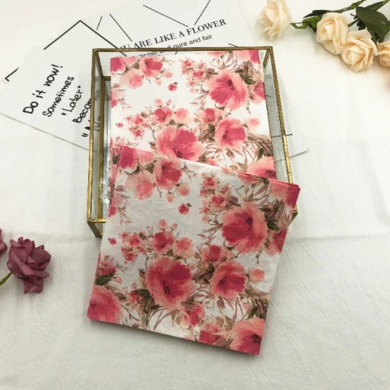 Colourful Napkins Printed Square Paper Napkins Restaurant Floral Facial Tissue Hotel Wedding Table Setting Pure Wood Pulp Paper