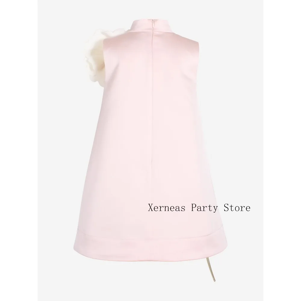 Customized Satin Mini Flower Girls Dress for Wedding 2026 3D Floral Kids Gown Luxury Birthday Party First Communion Kids Gowns