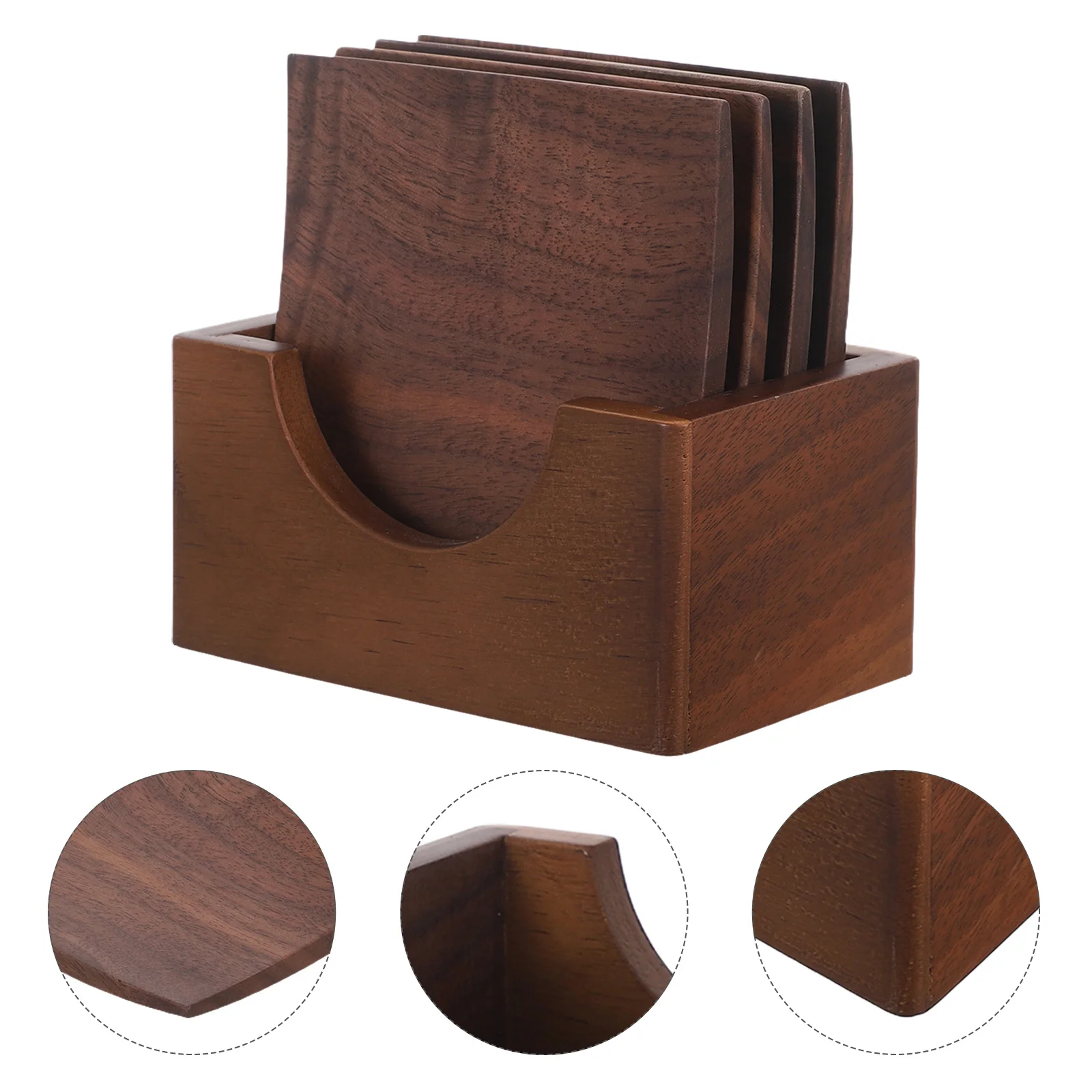 

1 set Walnut Wood Coaster Set 3.34X3.34X0.79In Drink Pads Heat Resistant For Coffee Tea Hot Pot Wooden