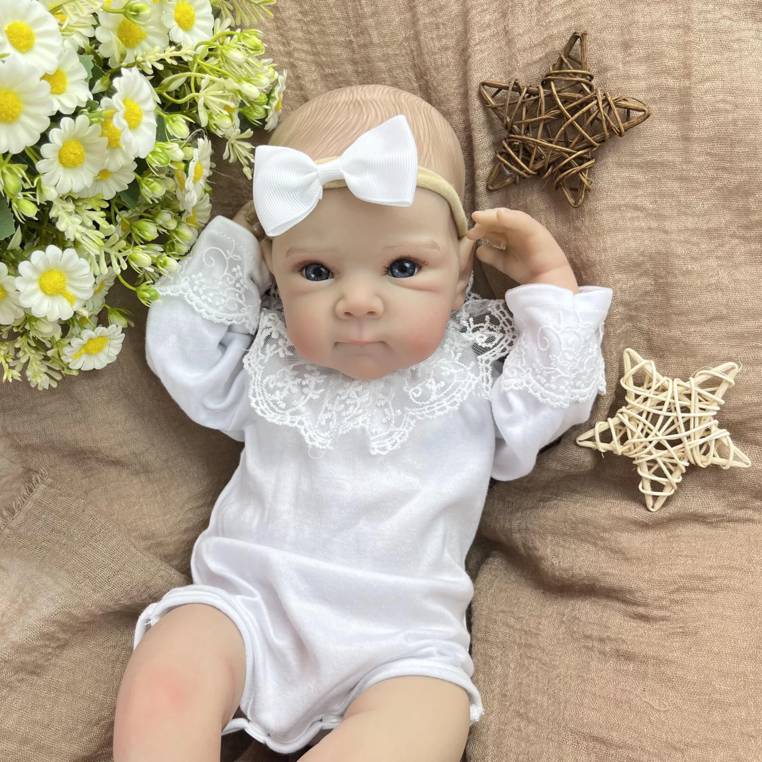 

BZDOLL 48CM Reborn Baby Doll Lifelike Full Body Vinyl Doll Handmade Collectable Dolls Birthday Gift For Children