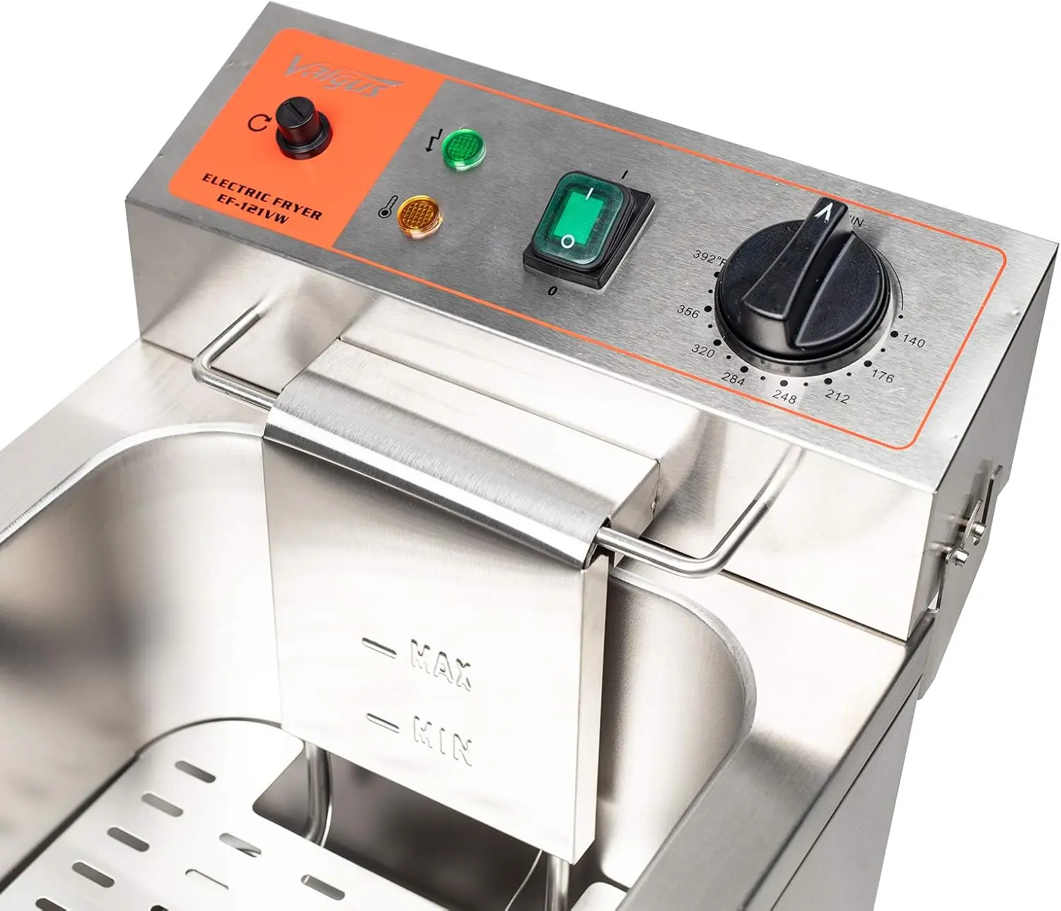 Freidora eléctrica de acero inoxidable de 1750W, freidora de cocina de encimera de gran capacidad de 12L con cesta y tapa, sistema de drenaje