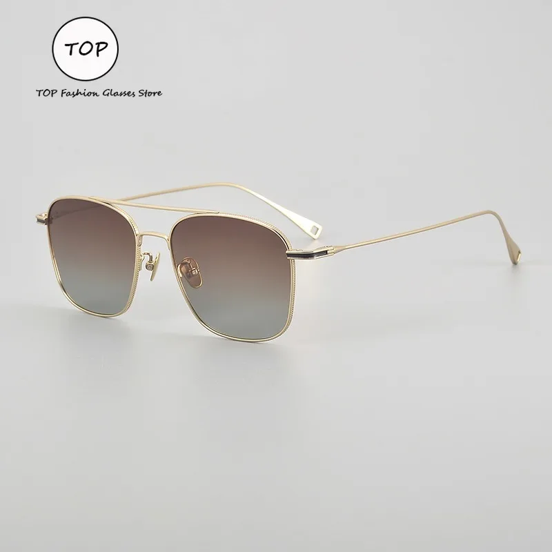 

Top-grade Ultra-light Pure Titanium Men's Sunglasses with Double Beam Square Frame Polarized Light Women's Glasses UV400