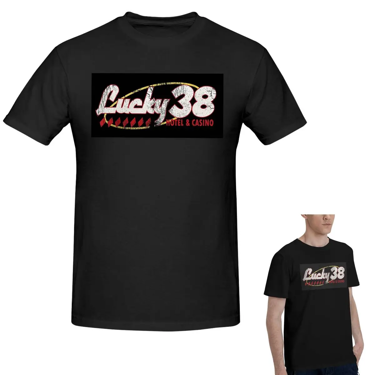 

100% Cotton Lucky 38 Logo T-Shirt Men's Funny Oversized T Shirt Men Round Neck Summer Shirts Tops S-6XL