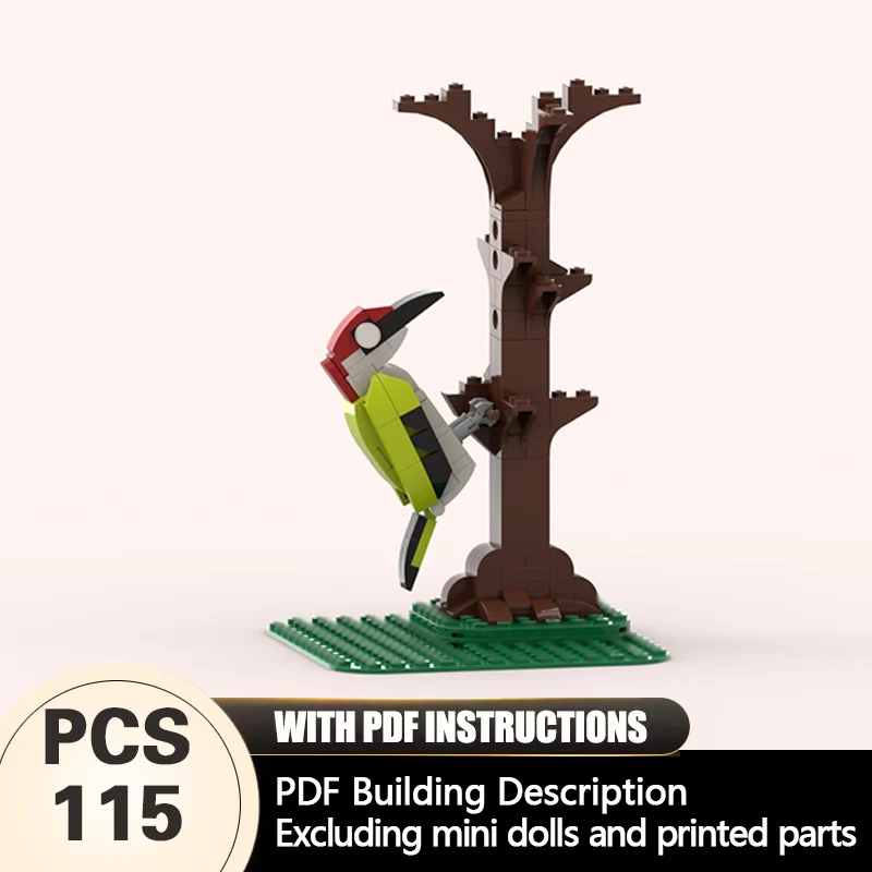 

Creators Animal Series Model MOC Building Bricks Green Woodpecker Modular Technology Gifts Holiday Assemble Children Toys Suit