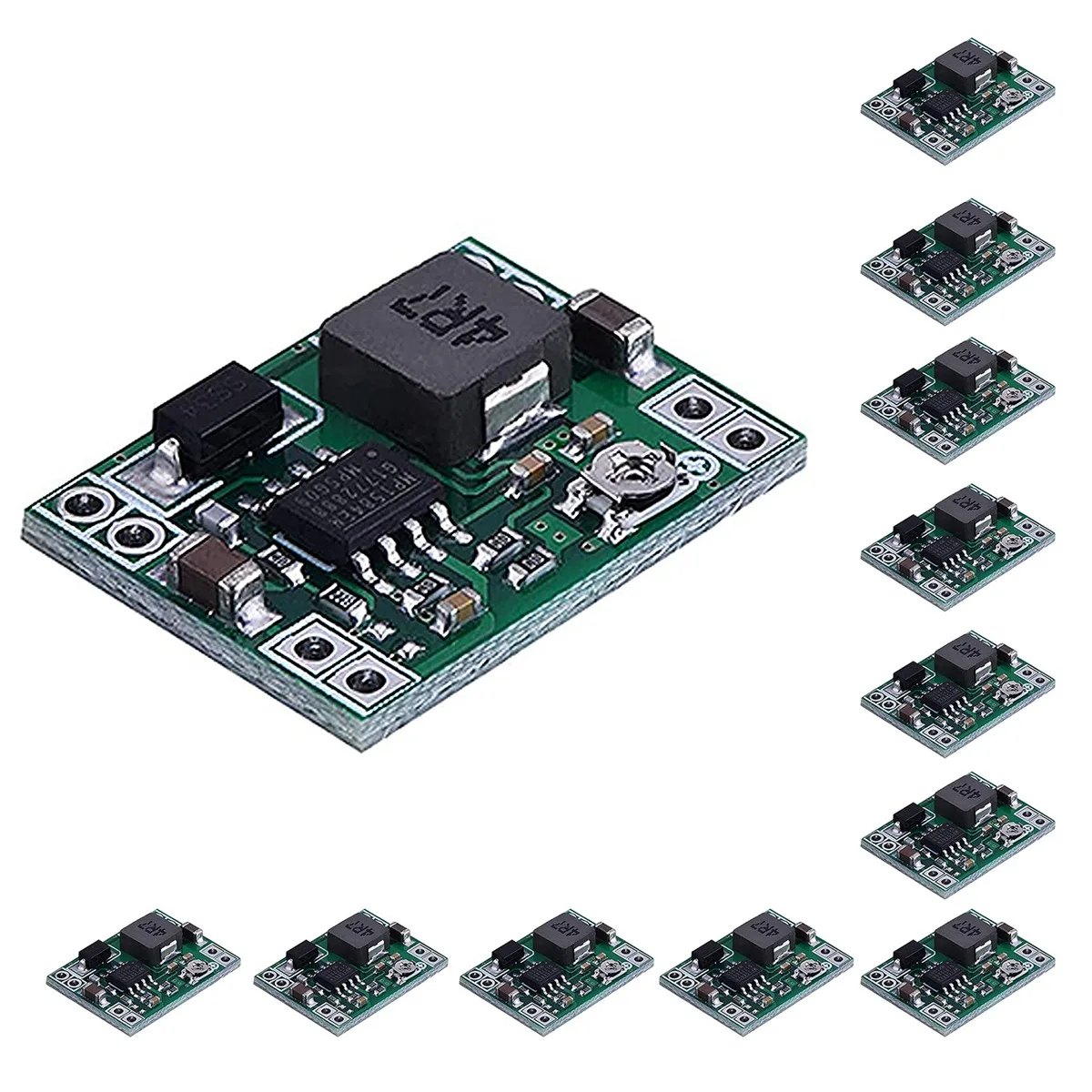 12 buah MP1584 modul catu daya DC-DC Step Down 3A konverter Buck dapat disesuaikan untuk pengganti Arduino LM2596 24V 12V 5V 3V