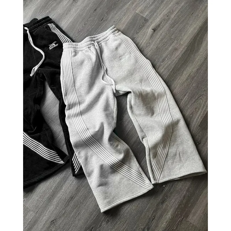 

Casual grey embroidered trousers Y2k, running lace chandelier trousers, functional tactics, camouflage, for men and women