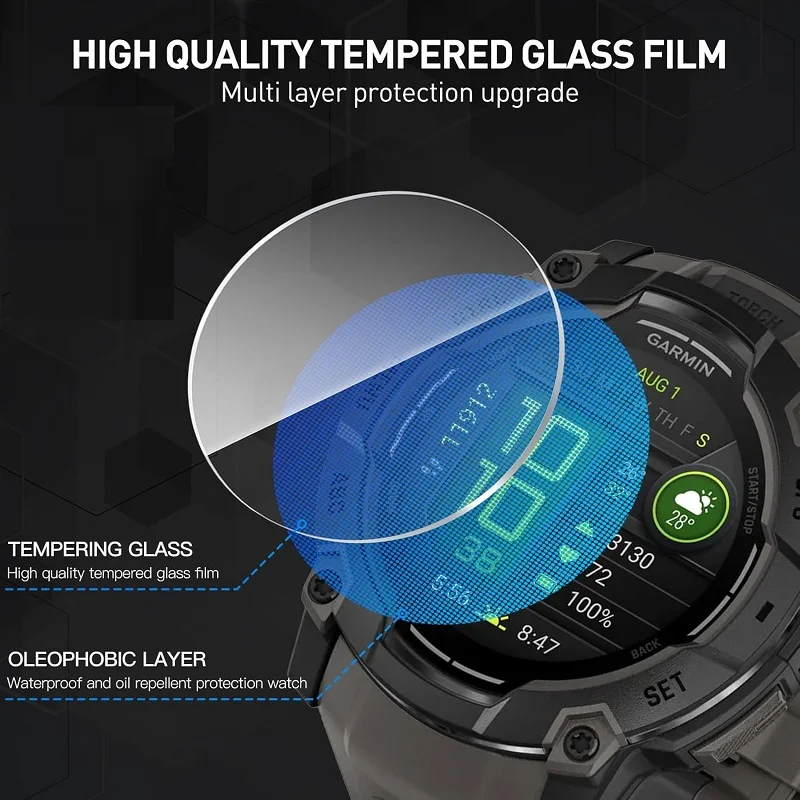 Protector de pantalla para reloj inteligente Garmin Instinct 3, 50mm Instinct E 40mm 45mm, película protectora de vidrio templado a prueba de arañazos, 5 uds.