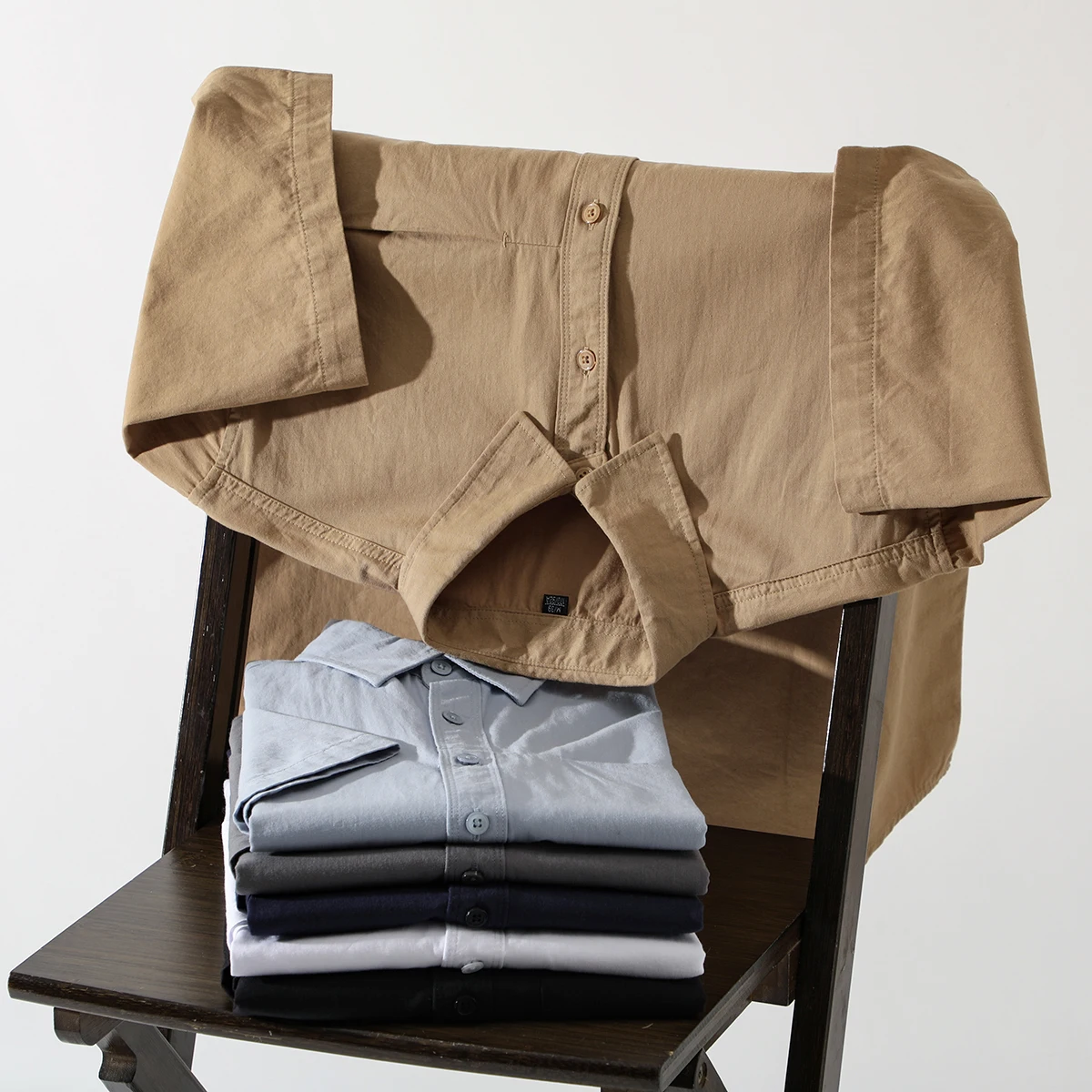 

Ретро-японская рубашка из чистого хлопка, дышащая, удобная, летняя, мужская, повседневная, с воротником, коротким рукавом, универсальная, свободного кроя