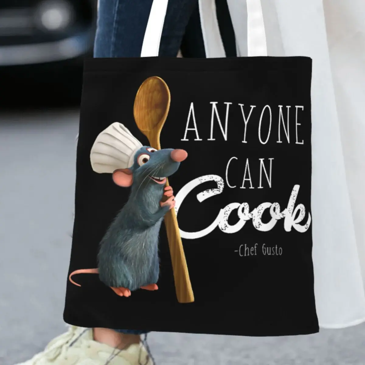 

Сумка-шоппер с цитатой из «Рататуи» (Реми), современная сумка-тоут из полиэстера, пляжная сумка, студенческая сумка с графическим дизайном, сумка для покупок