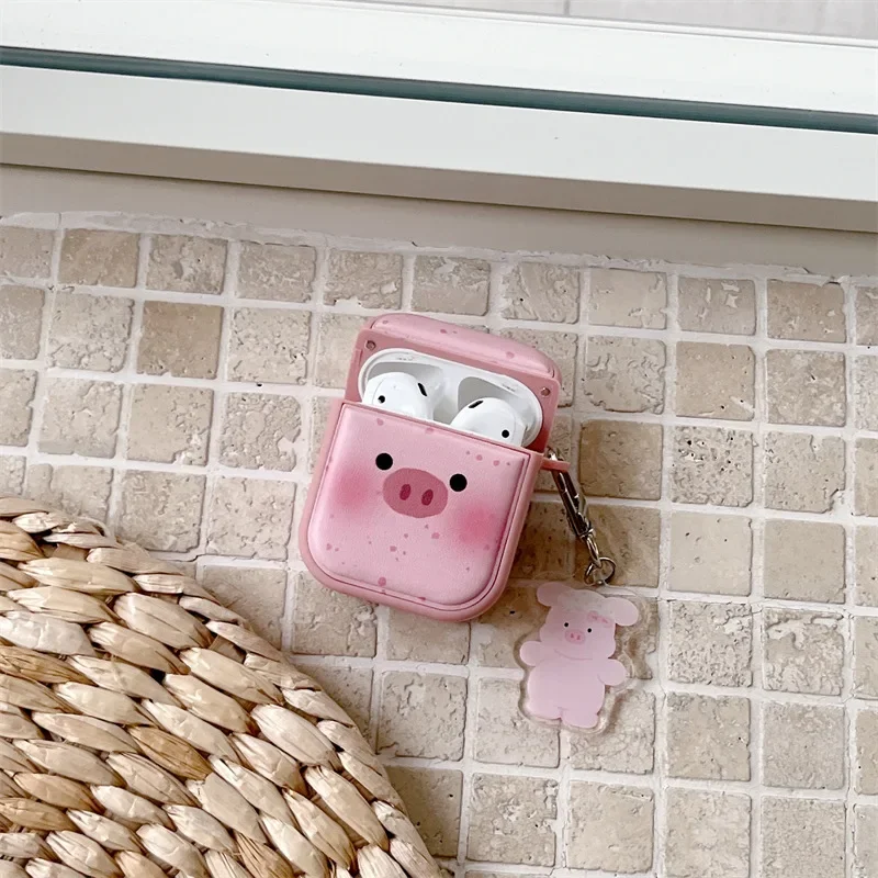 Pink Pig Case for AirPods 4 Airpod 1 2 3 Pro Pro2 Bluetooth Earbuds Charging Box Protective Earphone Case Cover