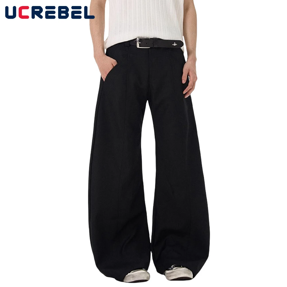 

Сращенные брюки Scimitar, мужские простые однотонные брюки в стиле ретро, свободные широкие повседневные брюки для мужчин