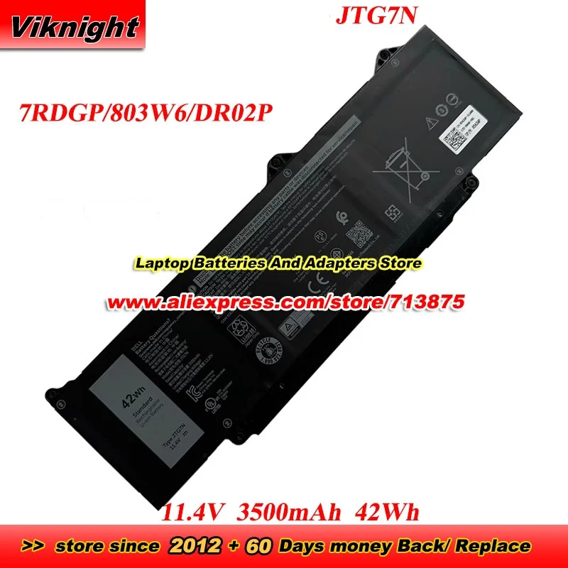 

JTG7N 11.4V 3500mAh Battery 7RDGP 803W6 DR02P for Latitude 3340 3440 3540 5340 2-in-1 5440 5540 Precision 3480 3580