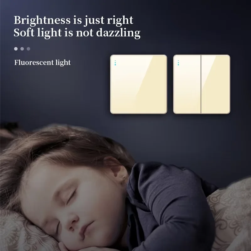 PSSRISE All Tempered Glass Wall Lamp Switch Button Gold UK Plug 13A Universal Wall Socket with Usb ,220V2gang2way Dimmer Switch - view 5