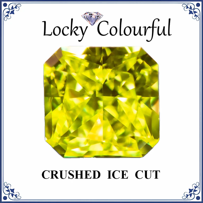 

Cubic Zirconia Crushed Ice Cut Asscher Shape Apple Green Color Charms Beads for Diy Jewelry Making Ring Materials No Certificate