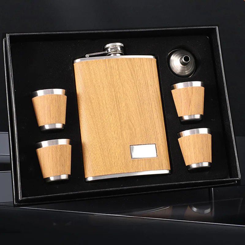 9Oz Stainless Steel Men's Hip Flask Set Outdoor Portable Hip Flask Wine Glass Funnel Alcohol Container Whiskey Vodka Flagon