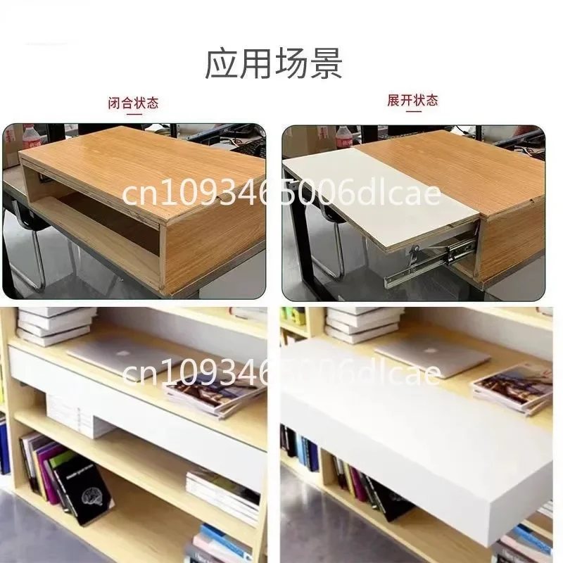 Desktop rising invisible folding guide rail side mounted extension slide rail jumping platform lifting table telescopic track