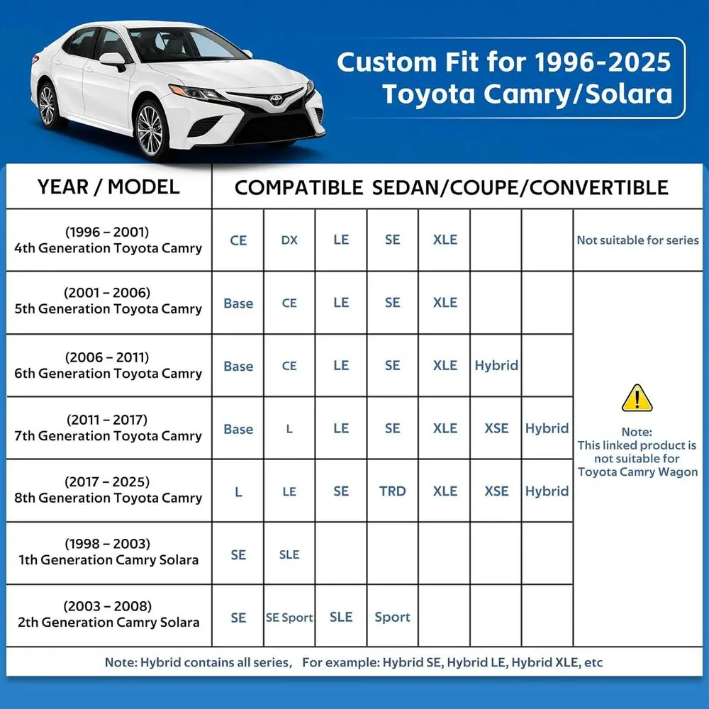 غطاء سيارة مخصص مكون من 10 طبقات لسيارة تويوتا كامري 1996-2024، غطاء خارجي مقاوم للماء والأشعة فوق البنفسجية لجميع الأحوال الجوية، Si #3
