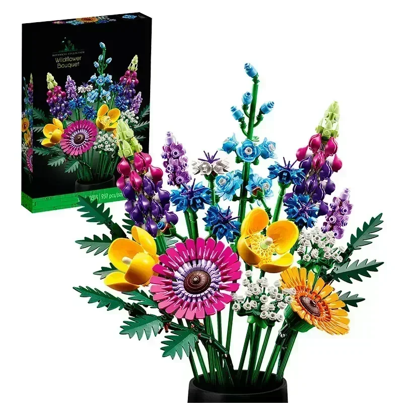 Romantic 10313 Wildflower Bouquet Flowers Building Blocks Creative Home Desk Plant Decoration Assemble Bricks Toys Gift For Girl