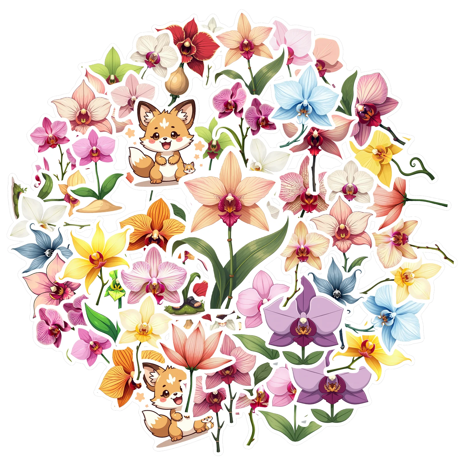 35pcs-100pcs Decals  Durable Flower Stickers Nature Stickers Botanical Stickers for DIY Notebooks Phone Customization Luggage