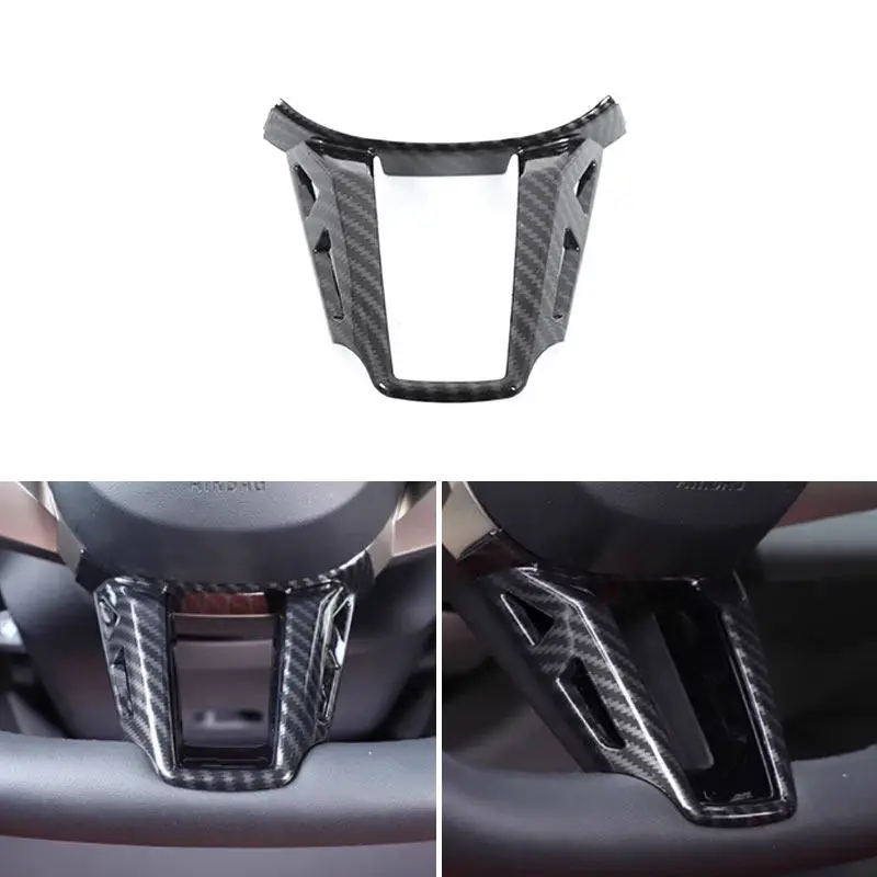 

For BMW 5 Series G60 2024 2025 Car ABS Steering Wheel Panel Frame Cover Carbon Fiber Texture Accessories Interior Trim
