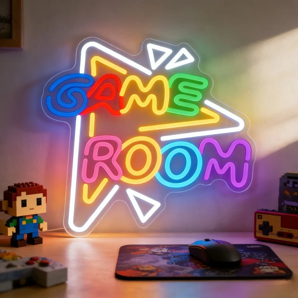 GAME ROOM LED Neon Sign Dimmable USB Neon Light for Gaming Setup Streaming Room Bedroom Party Wall Decor Cool Gamer Gift Idea