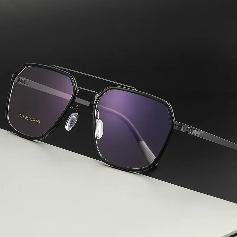 

Double Bridge Glasses, Retro TR & Metal Full Frame, 10g Ultra-Light Plano Eyewear, Vintage Fashion Optical Frames