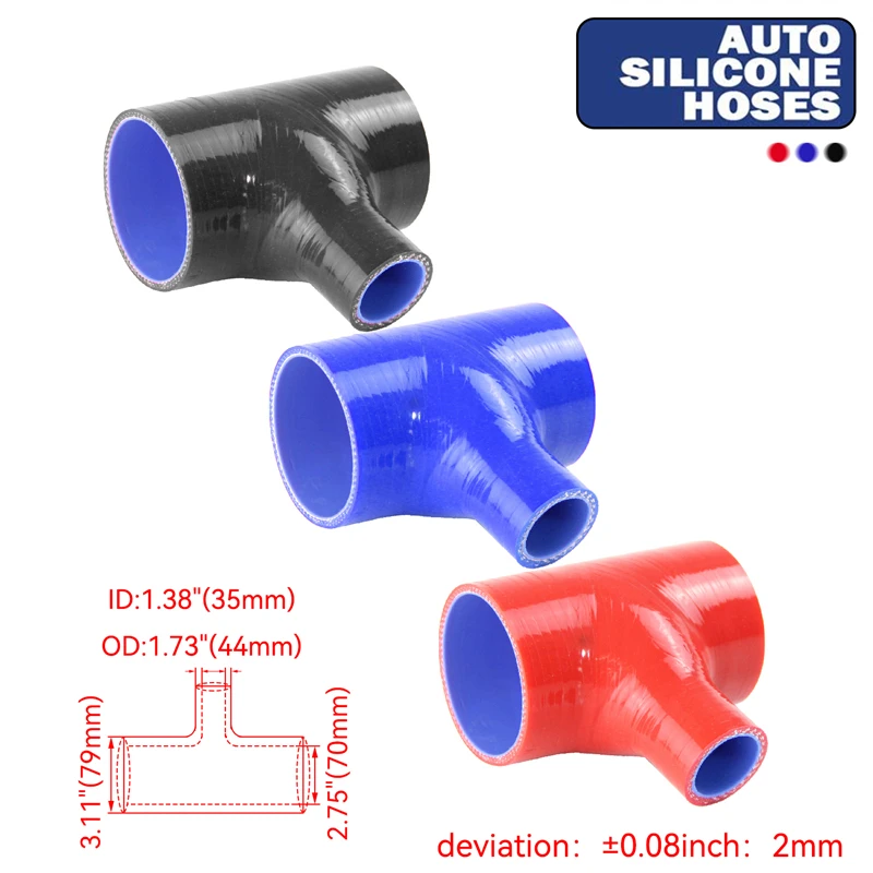 

T Shape Tube Pipe 2.75" to 2.75" Silicone Hose 70mm to 70mm for 35mm ID BOV