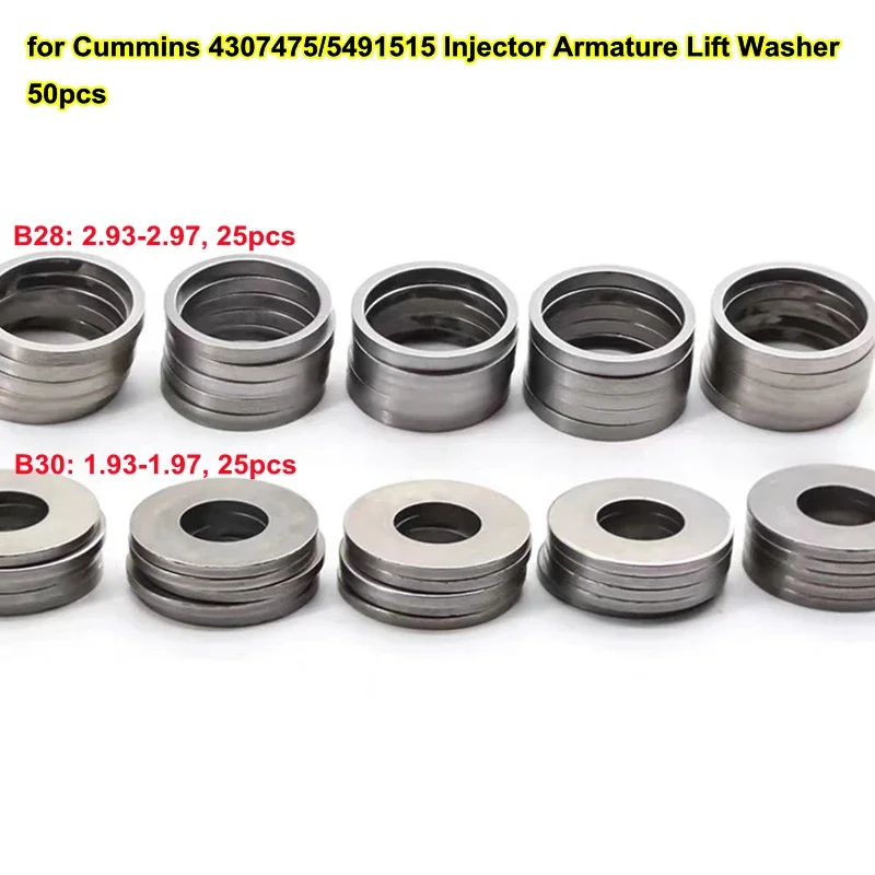 

for Cummins ISG Diesel Common Rail Injector Armature Lift Adjusting Shims Washer B28 B30 Gasket 2.94-2.99mm