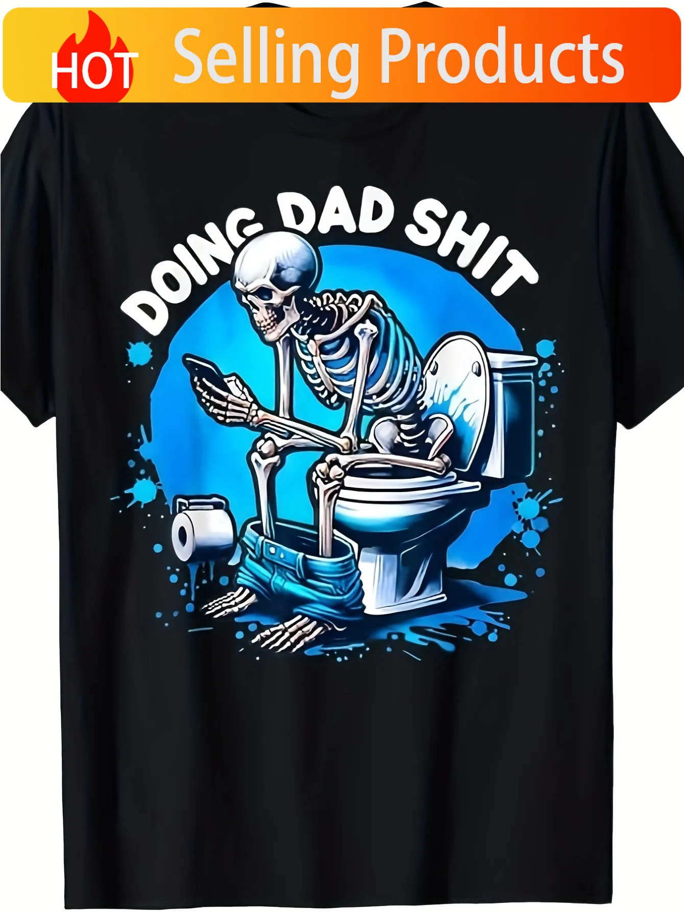 1pc Doing Dad Shit Snowmobile Dad Graphic Tee, 100% Cotton Fabric, Crew Neck, Short Sleeve, Regular Fit, Weekend Casual Wear, Al