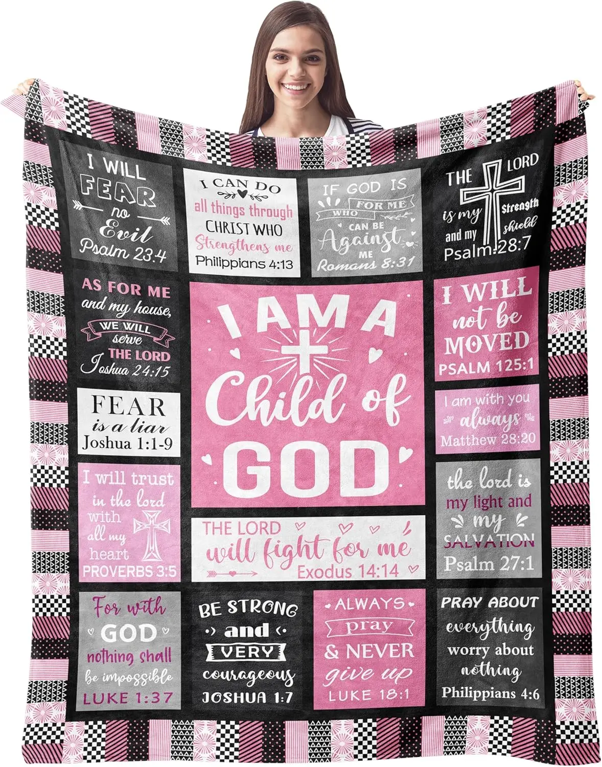 

CUJUYO Christian Gifts for Women Blanket 60"x50" - I Am a Child of God Blankets - Inspirational Religious Birthday Catholic Spir
