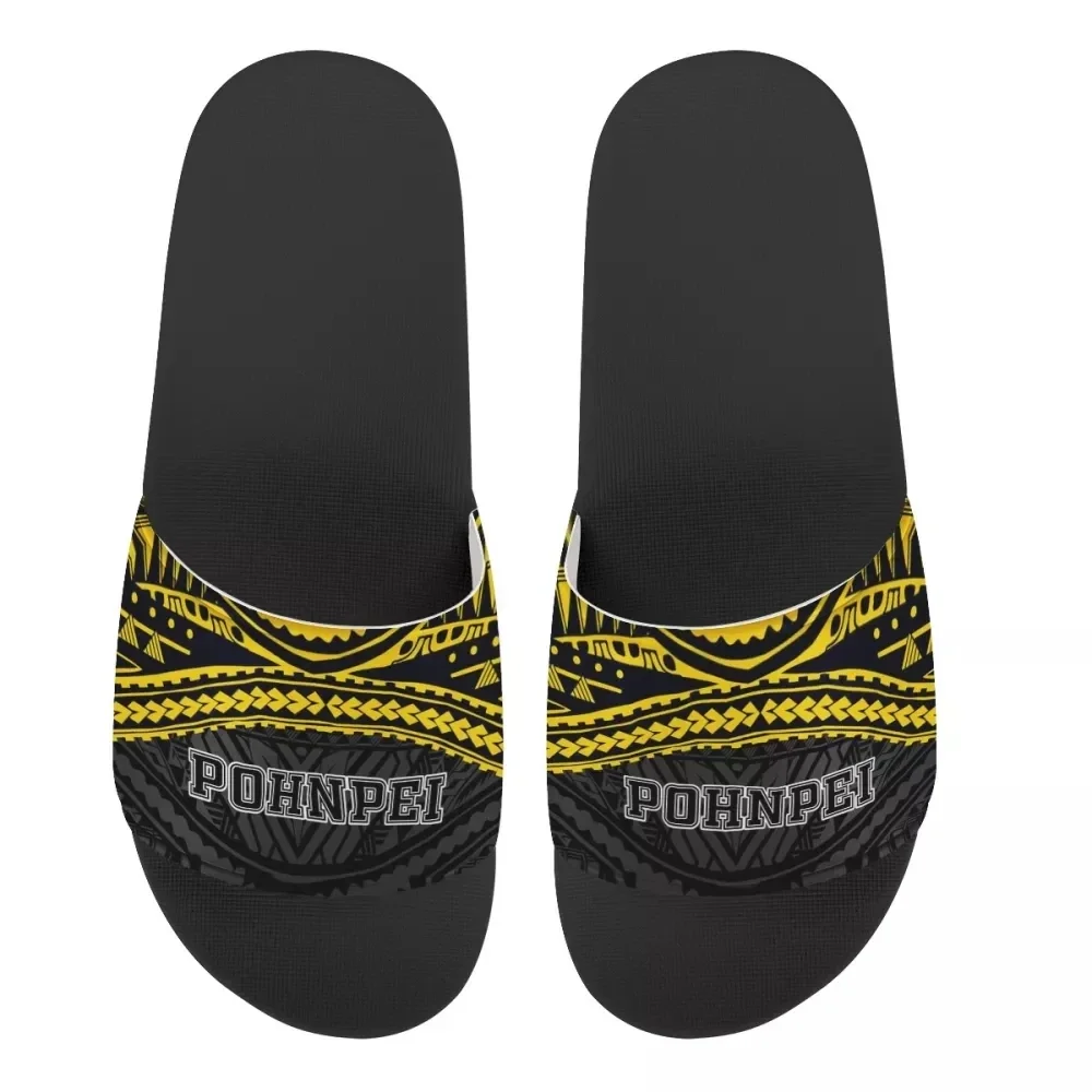 Pohnpei Polynesian Traditional Tribal Print House Slippers Casual Open Toe Beach Slippers For Men Plus Size Slide Slipper